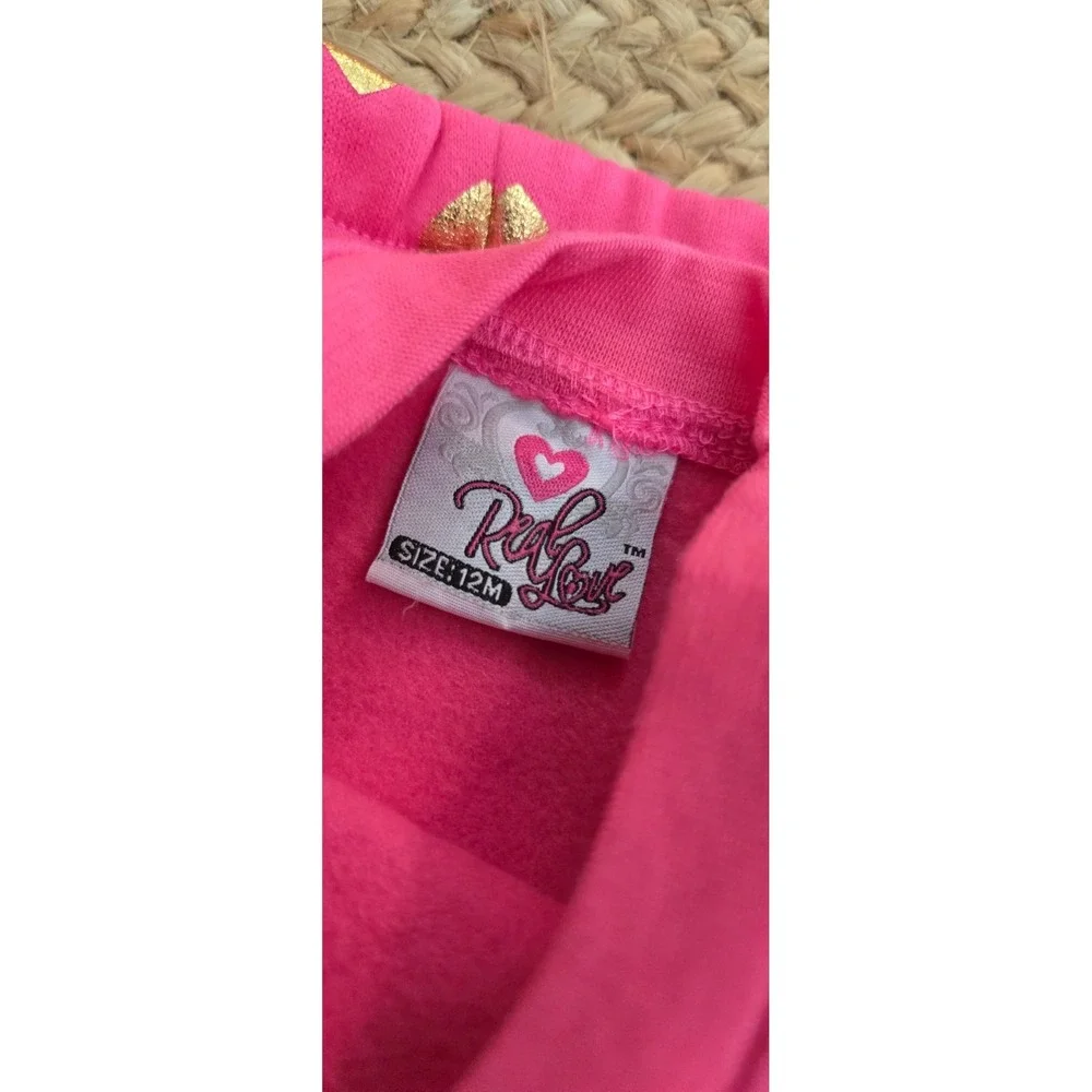 Real Love Pink Long sleeve and Pants with‎ Heart Spotted Size 12 months NWT